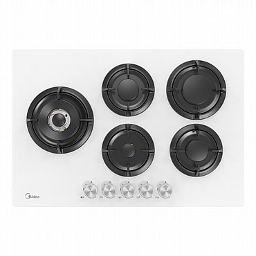 כיריים גז 5 להבות Midea מידאה Defendi 75GP503-W זכוכית לבנה כיריים גז 5 להבות Midea מידאה Defendi 75GP503-W זכוכית לבנה