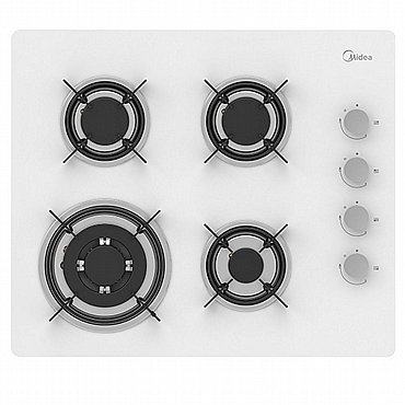 כיריים גז 4 להבות Midea מידאה 60GL403-W זכוכית לבנה כיריים גז 4 להבות Midea מידאה 60GL403-W זכוכית לבנה