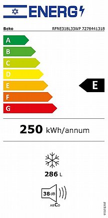 ����� 8 ������ 286 ���� Beko ��� RFNE318L33WP  *����� ����� �� ������ ����� ��������*