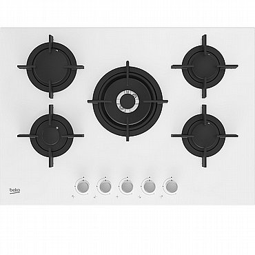 כיריים גז זכוכית 5 להבות Beko בקו HILW 75222 SW זכוכית לבנה כיריים גז זכוכית 5 להבות Beko בקו HILW 75222 SW זכוכית לבנה