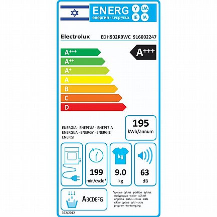 ����� ����� - 9 �"� �������� Electrolux Heat Pump Ultimatecare 900 Steamcare EDH902R9WC