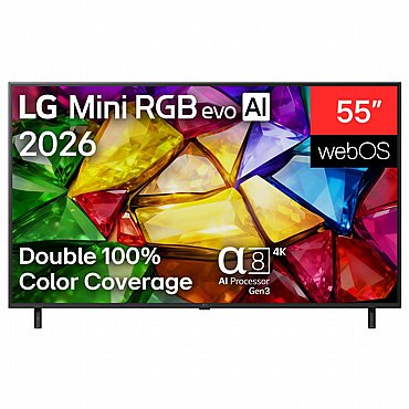 טלוויזיה 55" LG 4K Mini RGB אל ג'י דגם 55MRGB85B6C טלוויזיה 55" LG 4K Mini RGB אל ג'י דגם 55MRGB85B6C